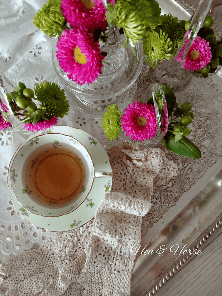 overhead of tea in cup