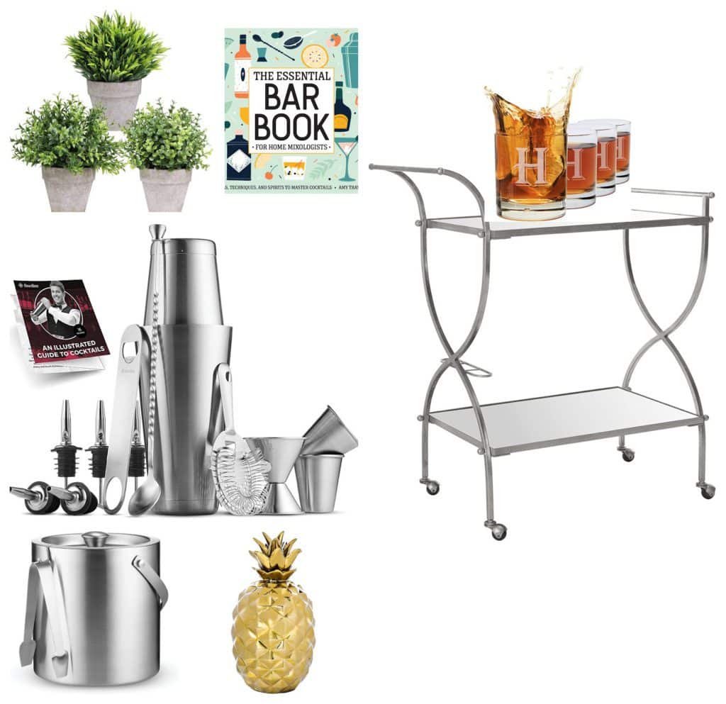 graphic of bar cart items