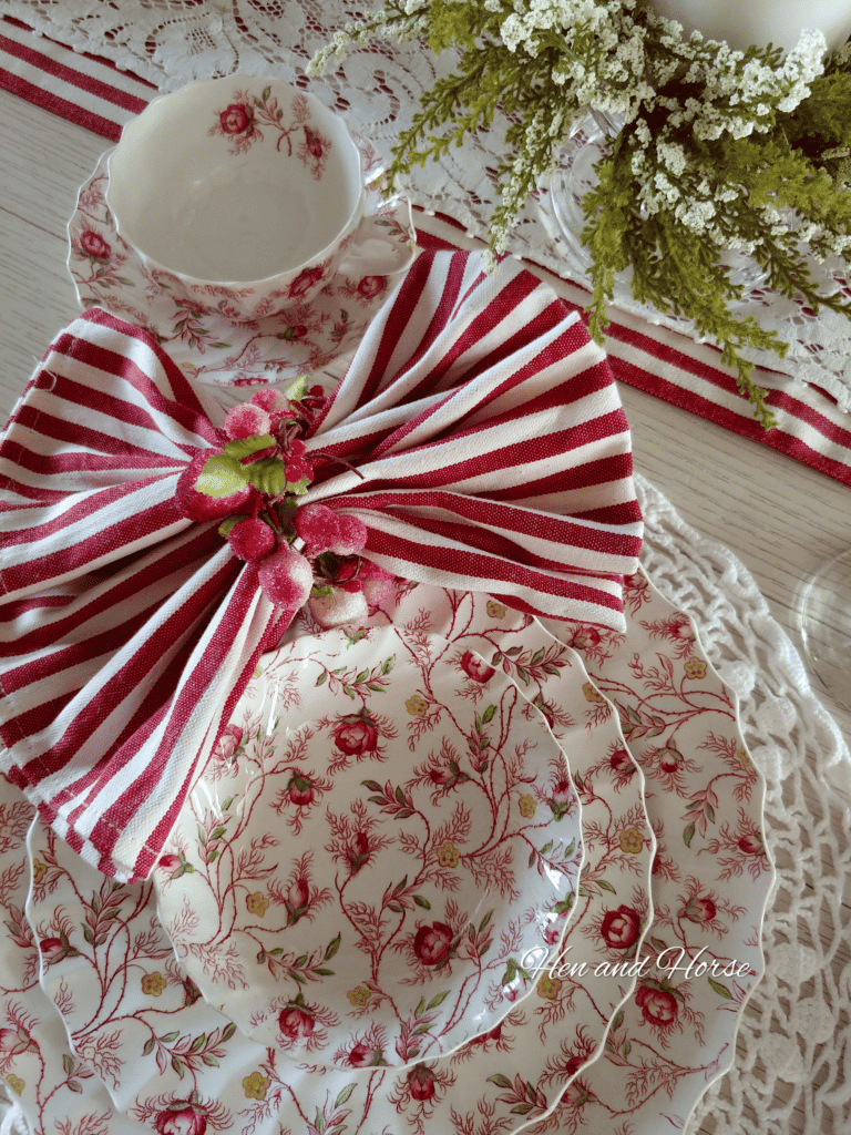 chintz dishes on table