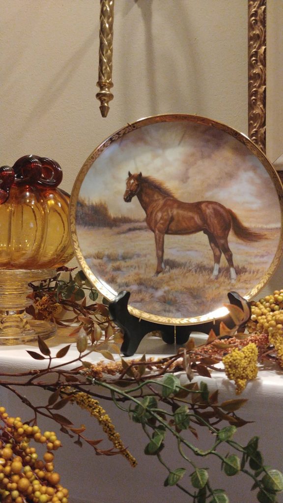 Dish with horse painted on it