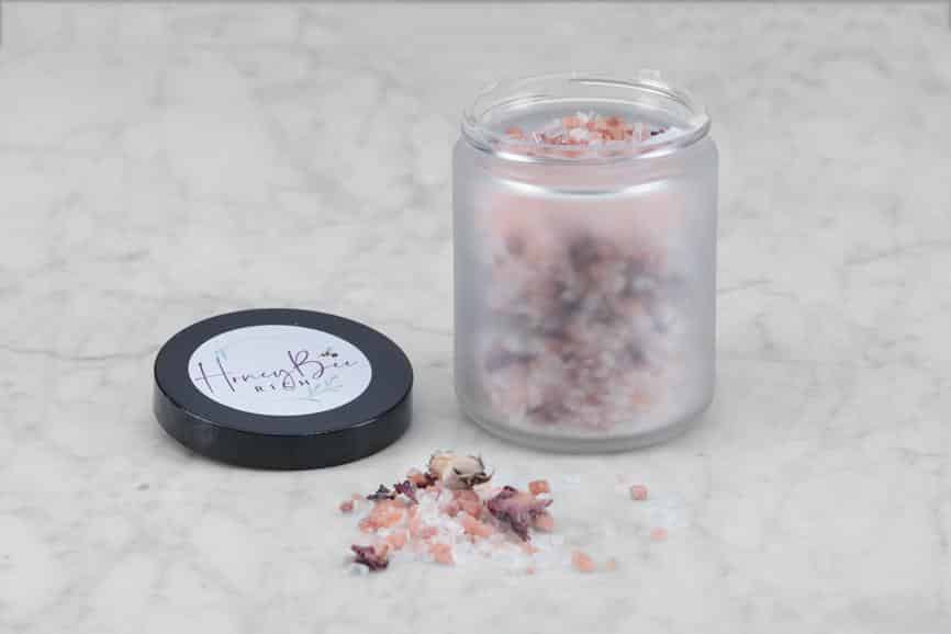 rose bud bath salt in a jar