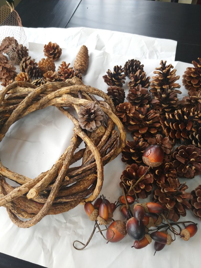 Wreath and pinecones
