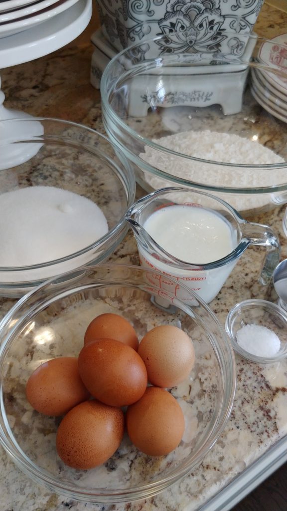 A bowl of ingredients on a table