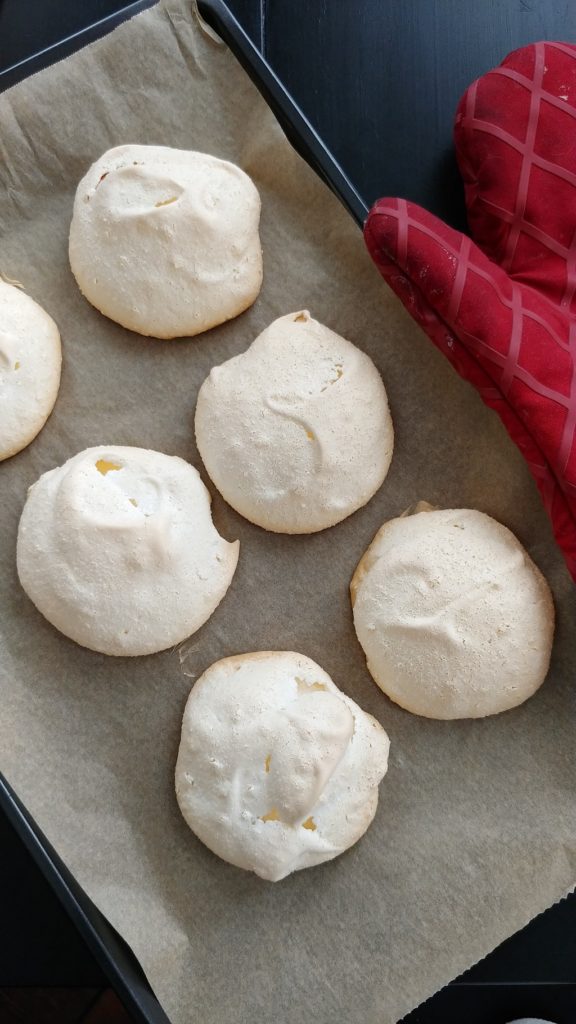 Baked Pavlova out of the oven