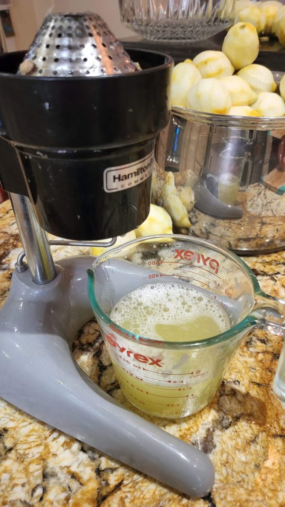 lemon juice in pyrex mixing cup