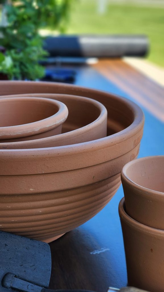 Terra cotta pots inside of each other