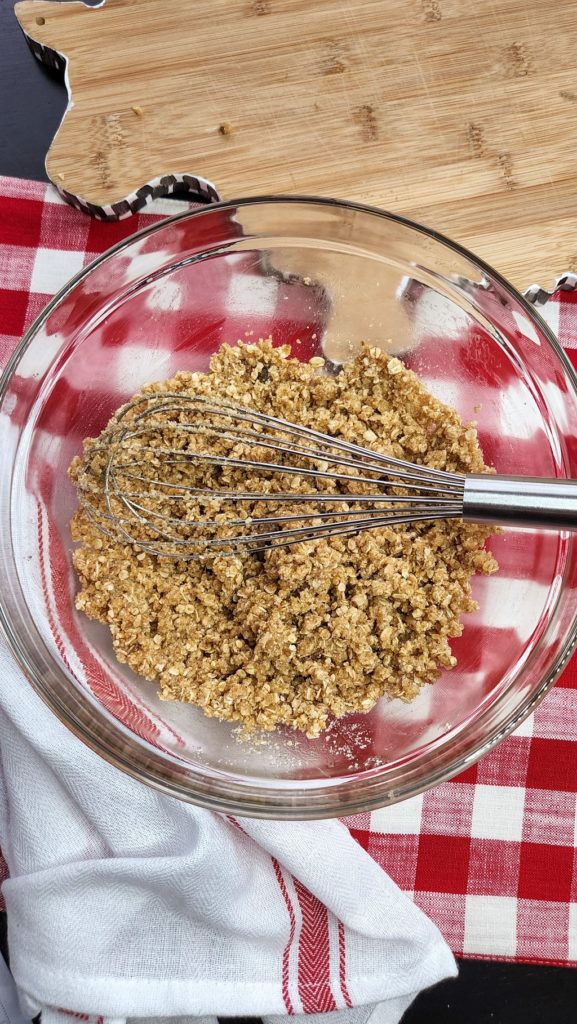 Peach Crisp Crumble in Bowl