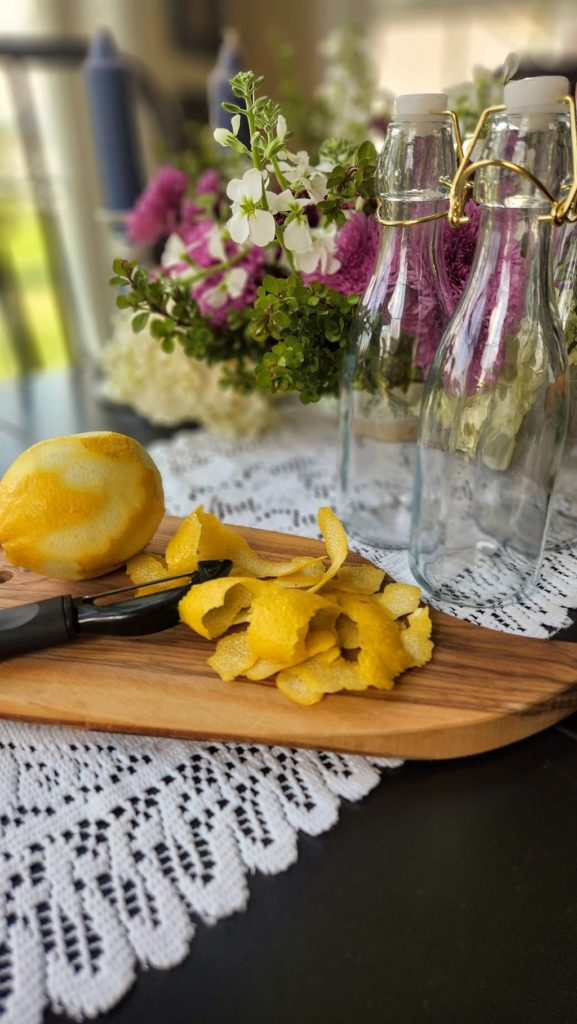 Lemon Peels on cutting board