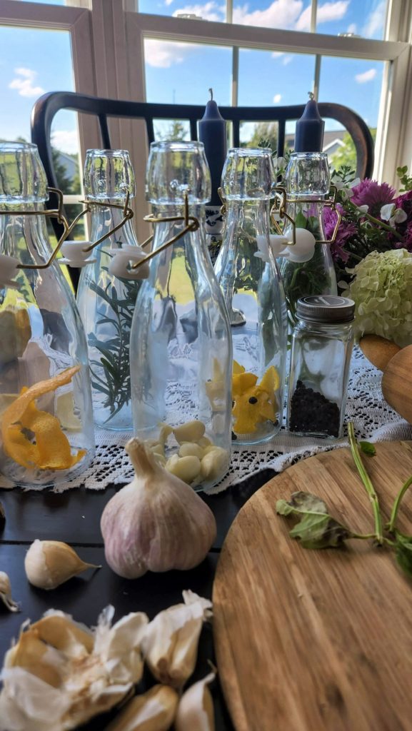 Glass Bottles with Herbs Inside