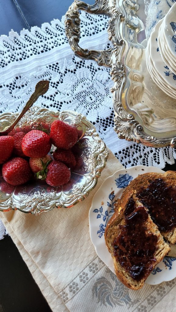 Silver tray with berries