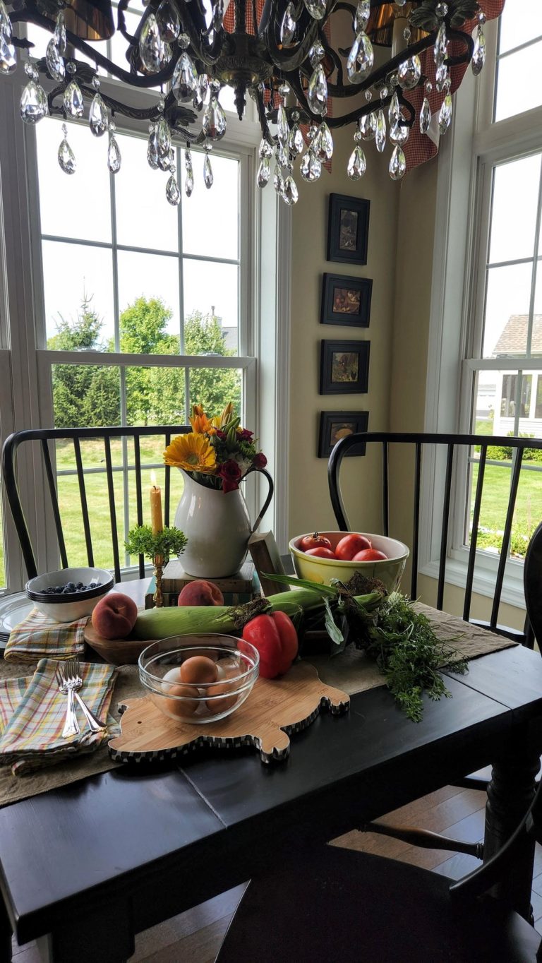 breakfast table with flowers