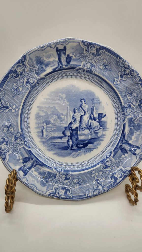 Blue and white antique dish