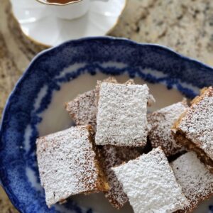 cappuccino bars on blue antique dish