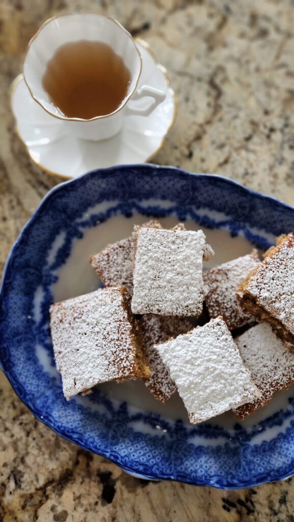 cappuccino dessert on blue plate