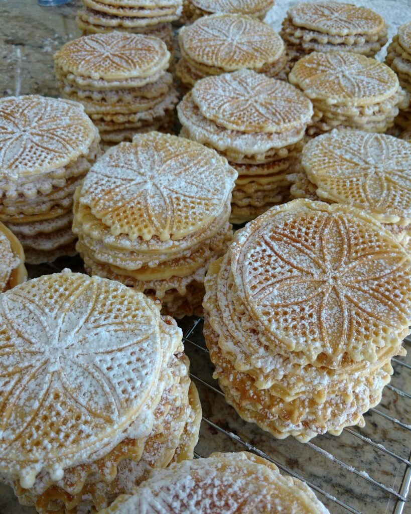 dozens of pizzelle cookies