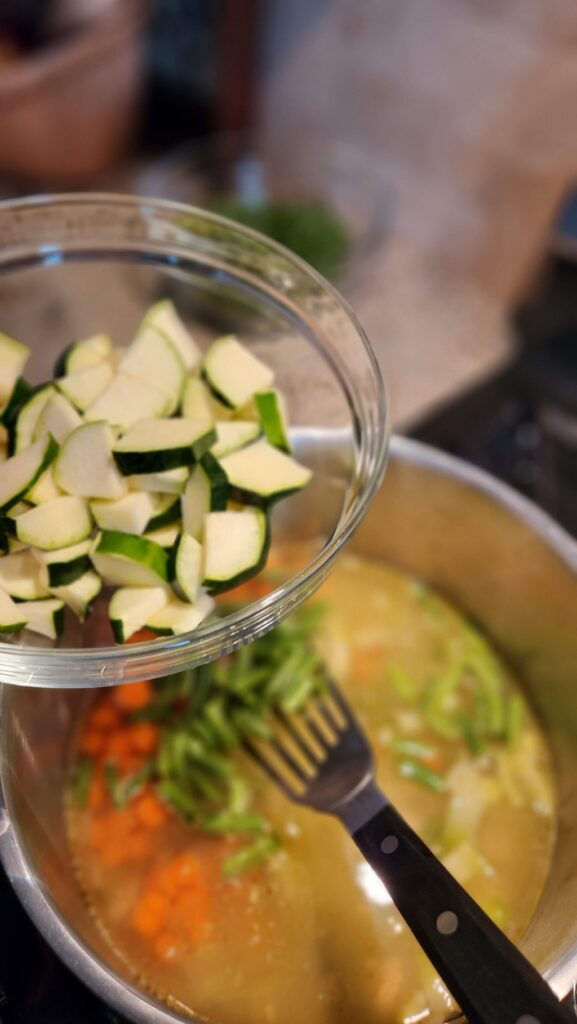 zucchini cut in halves for soup