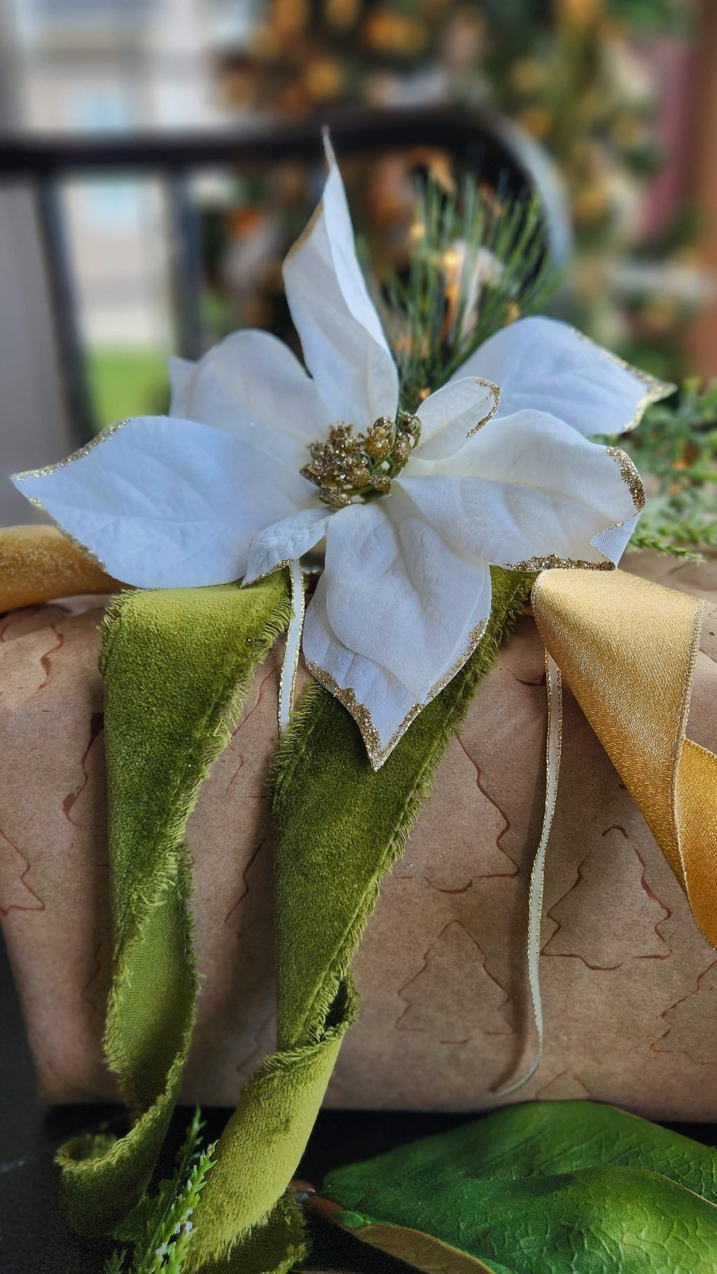 brown paper wrapped christmas present