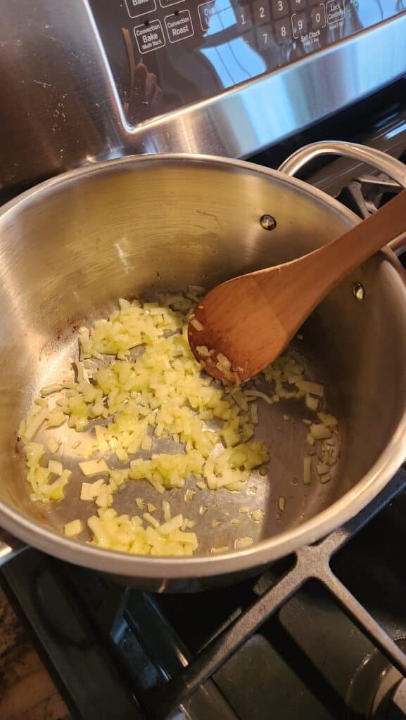 Saute onions in pot