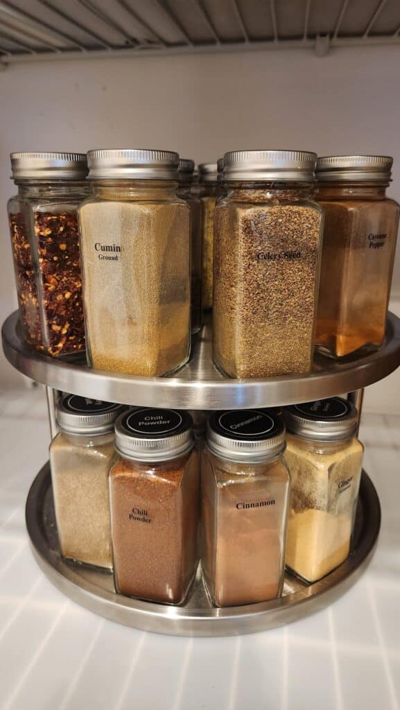 lazy susan spice rack with jars
