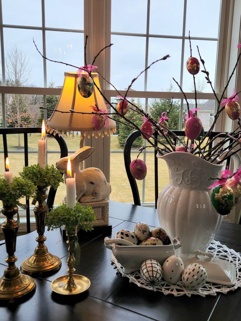 easter egg tree on table