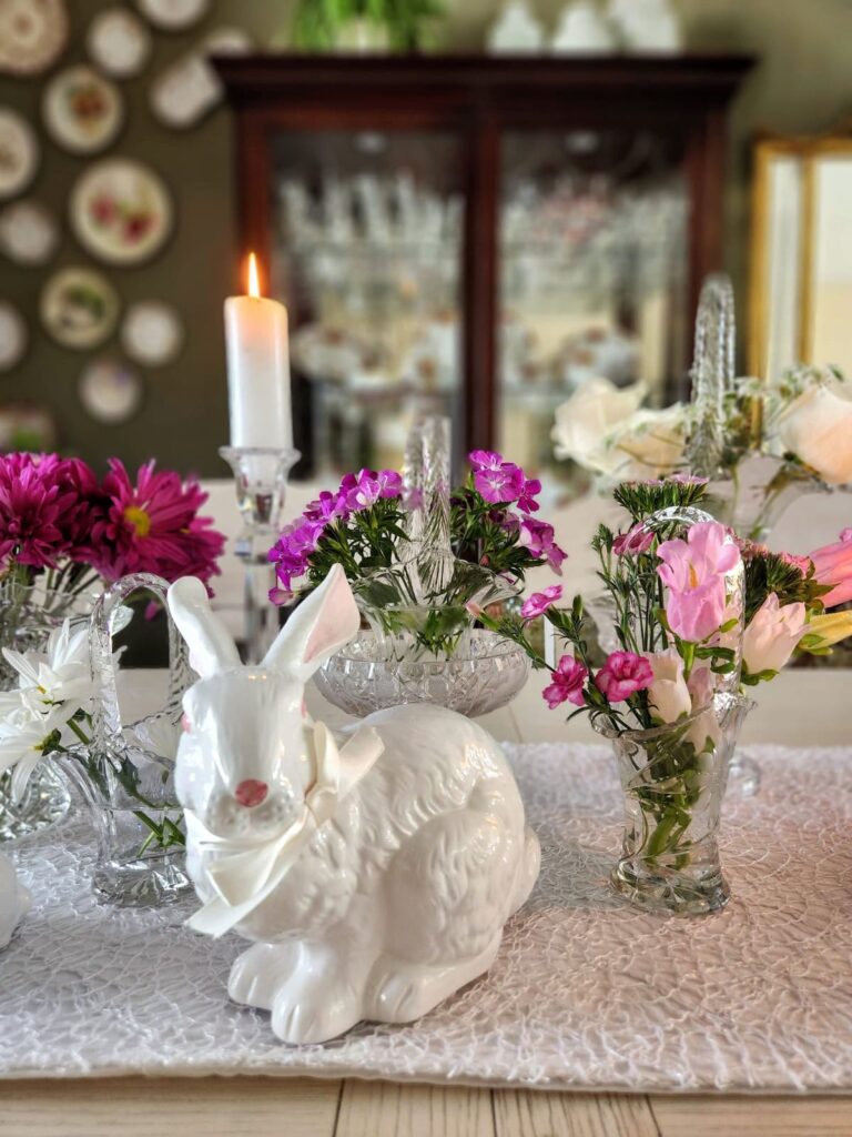 glass baskets with flowers in them