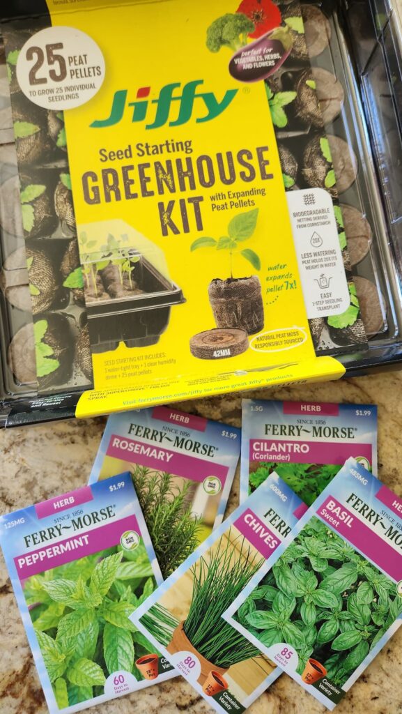 jiffy greenhouse kit overhead photo to plant herbs