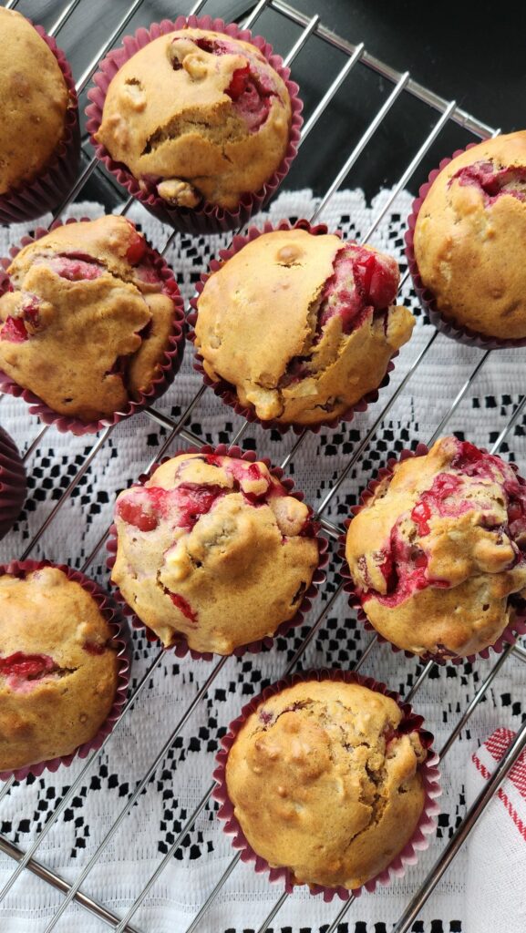 baked muffin cooling in muffin tin
