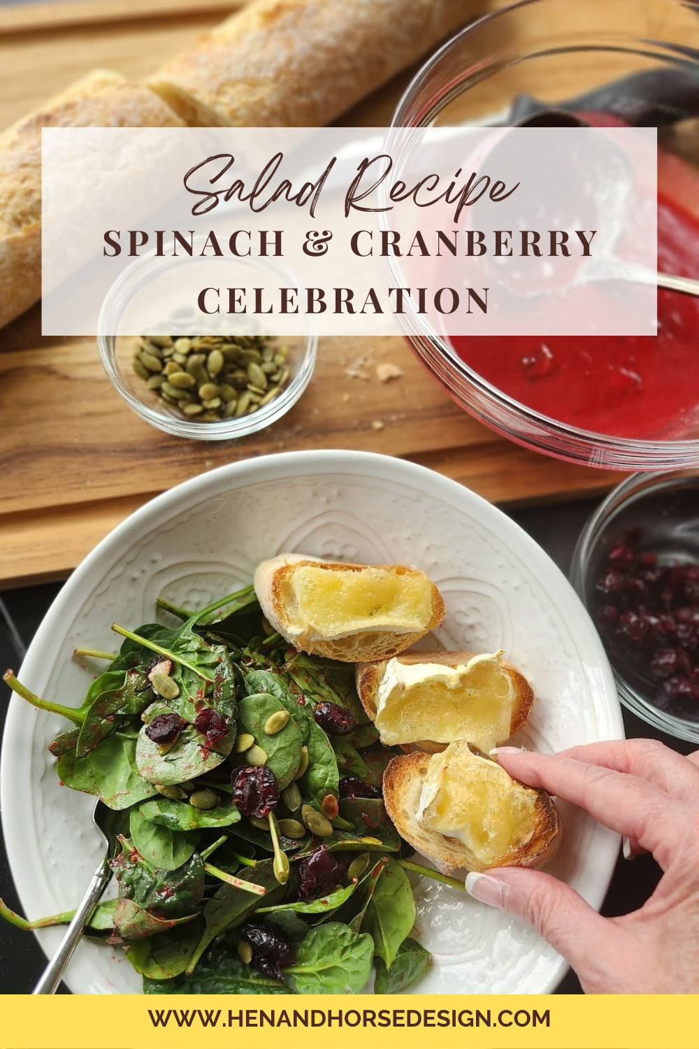 Spinach & Cranberry Celebration Salad Recipe - Hen and Horse Design