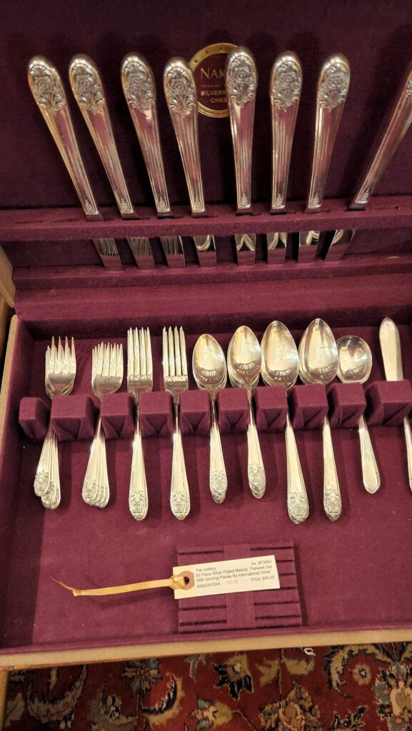 sterling silverware in a velvet box