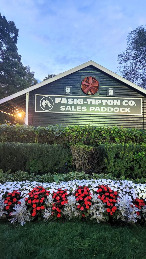 Fasig-tipton sign outside of horse auction