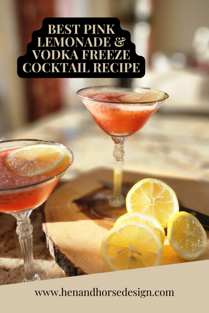 pinterest pin for pink lemonade & vodka cocktail recipe