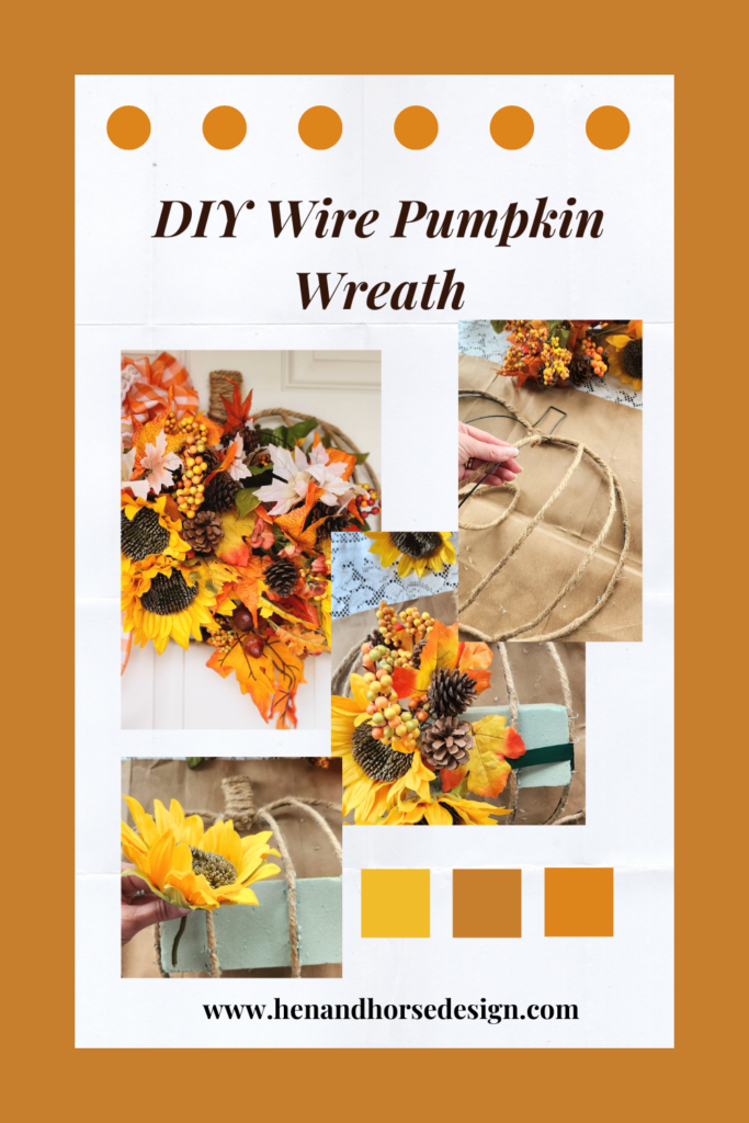 pinterest pin for diy wire pumpkin wreath