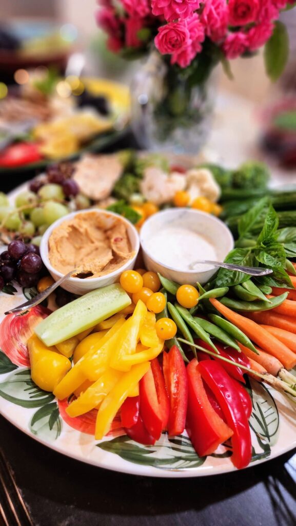 platter of different cut up vegetables 