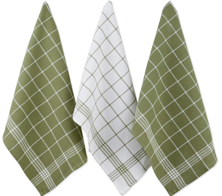 green checked waffle weave dish towels