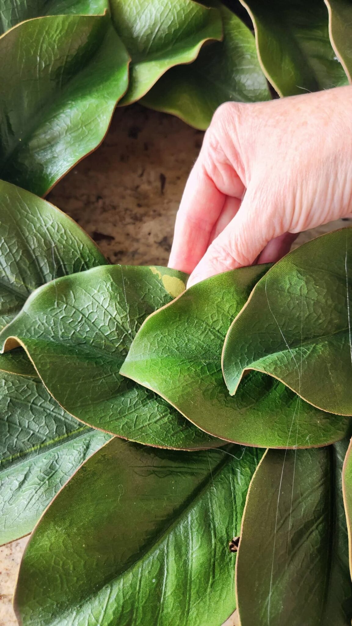 Easy to Make DIY Faux Magnolia Wreath for Christmas Hen and Horse Design