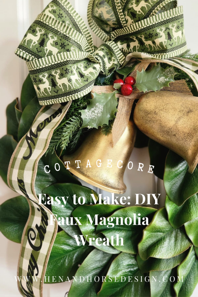pinterest pin for easy diy faux magnolia wreath