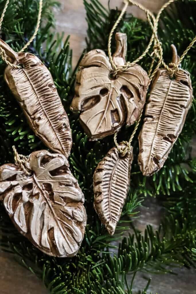 Clay leaf ornaments 