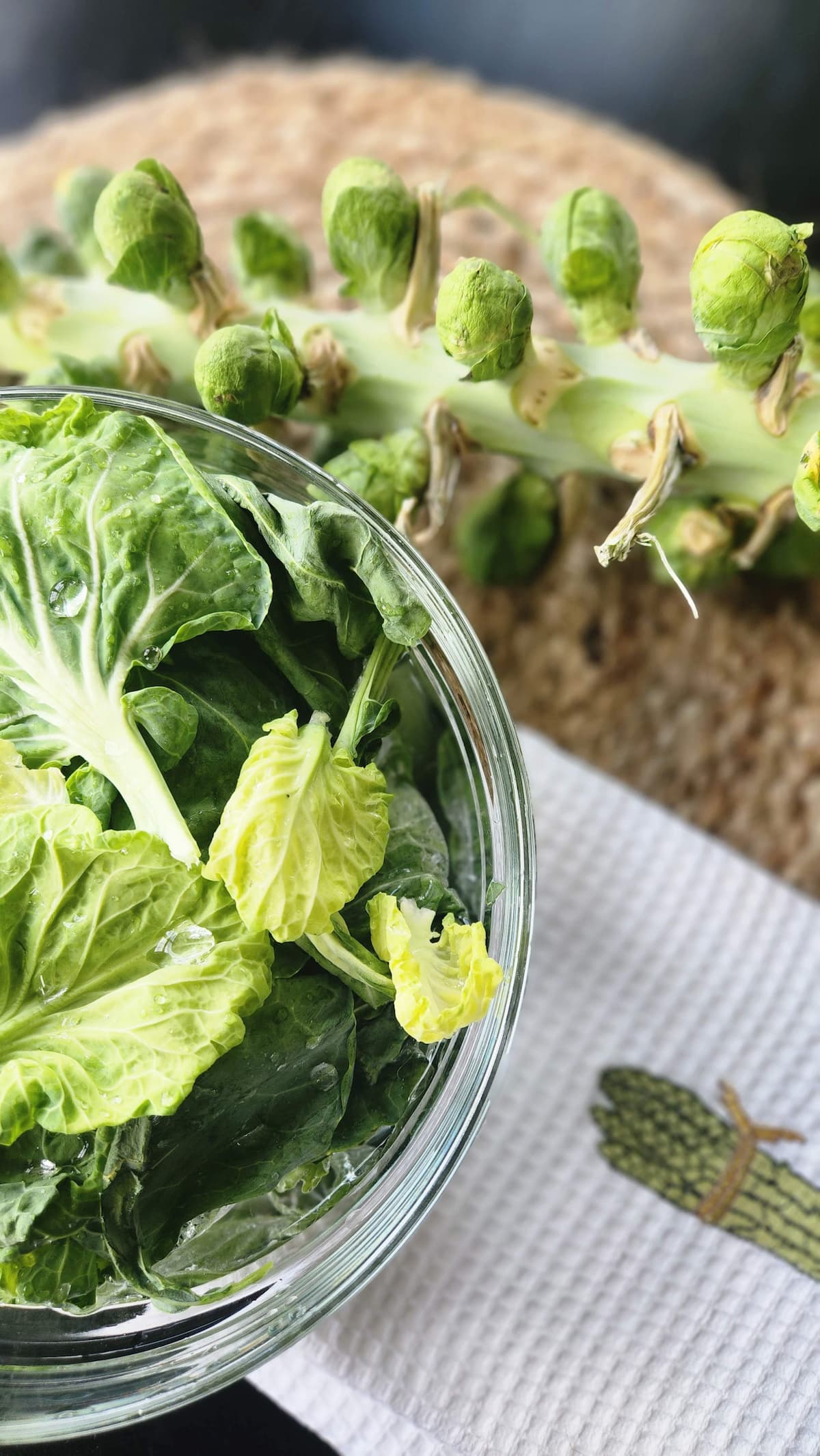 tops of brussel sprout leaves for saute
