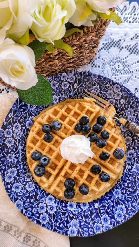 overhead view of easy waffle recipe without milk