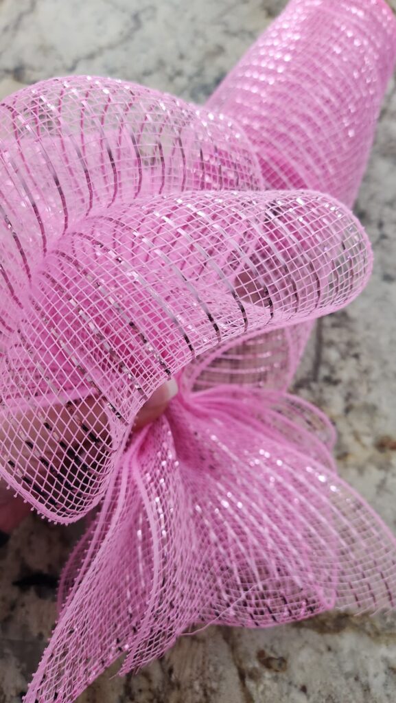 pink mesh bow for bunny wreath