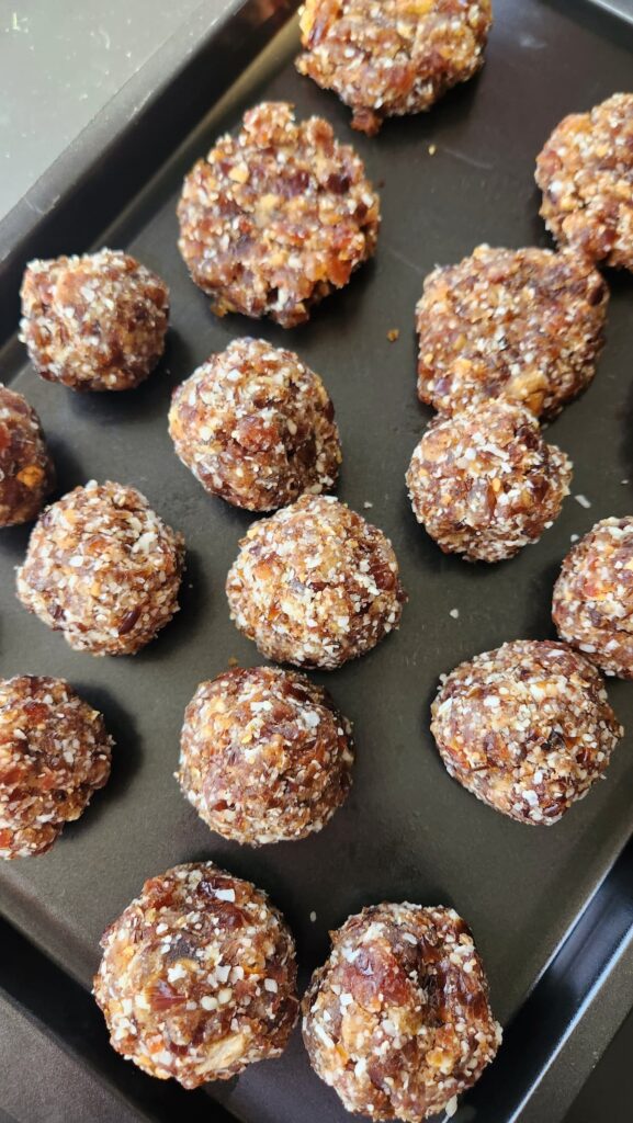 rolled flax seed bars on baking sheet