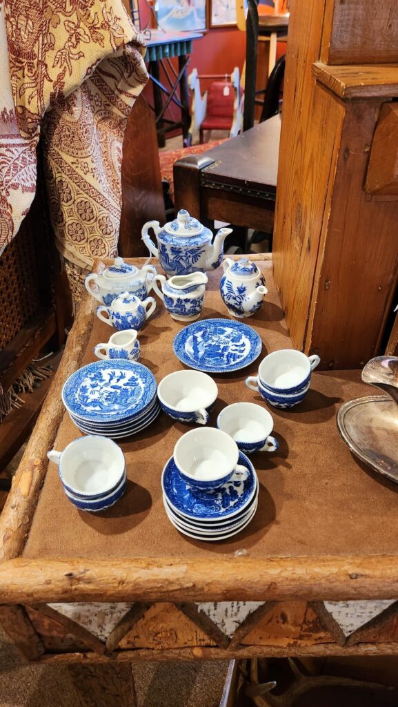 blue and white children's vintage tea set
