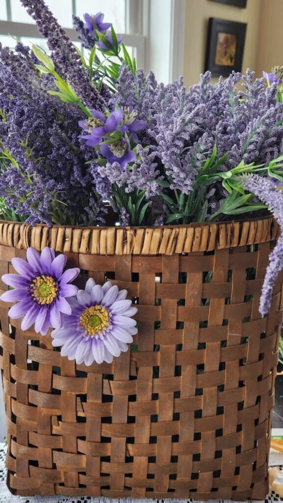 lavender stems in wicker basket