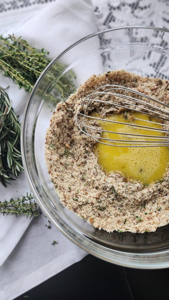 egg mixture in glass mixing bowl