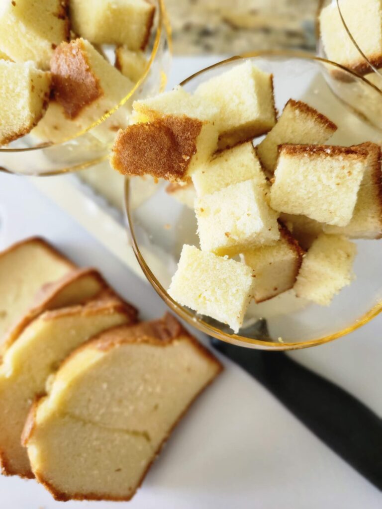 cubed pieces of pound cake