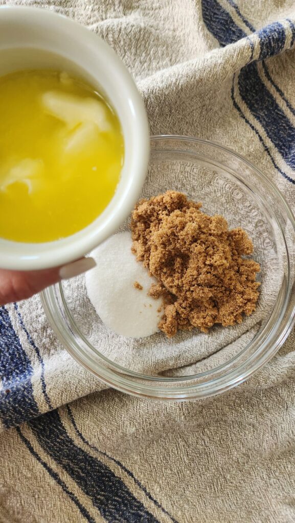 melted butter in white ramekin