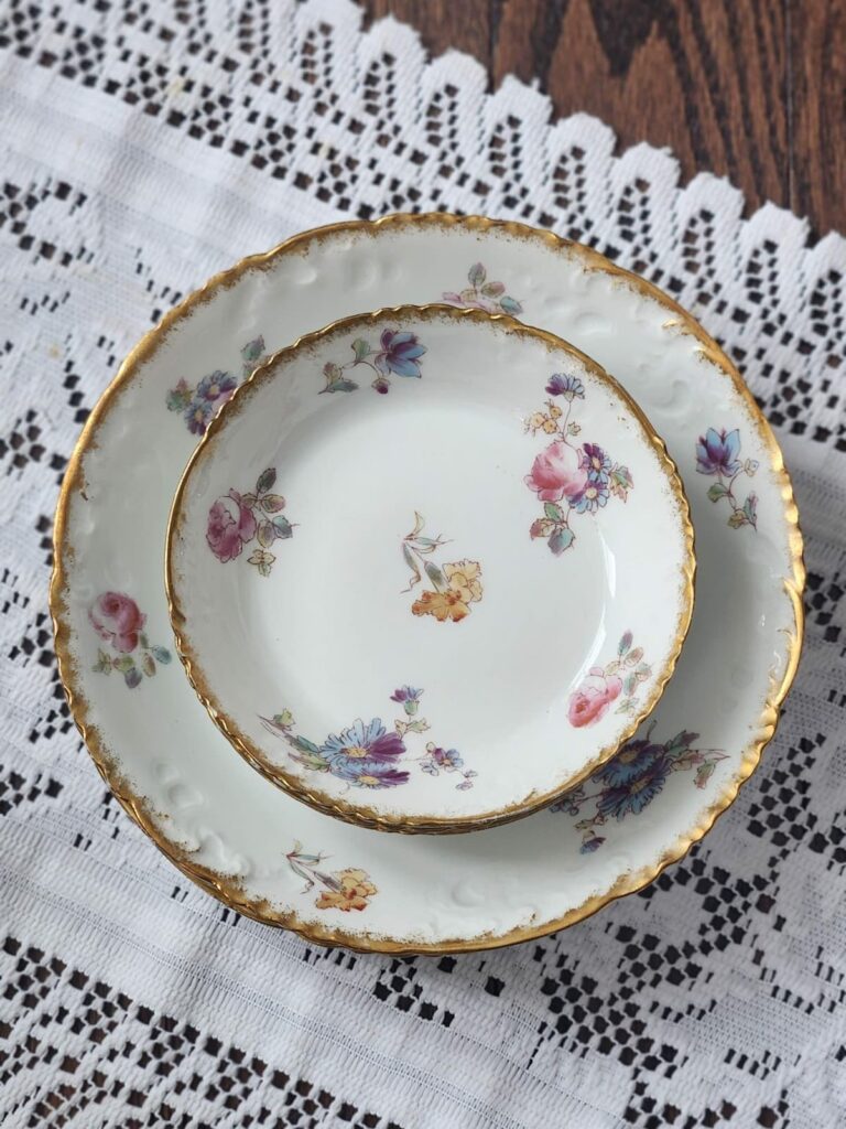 french Limoge berry and soup bowls