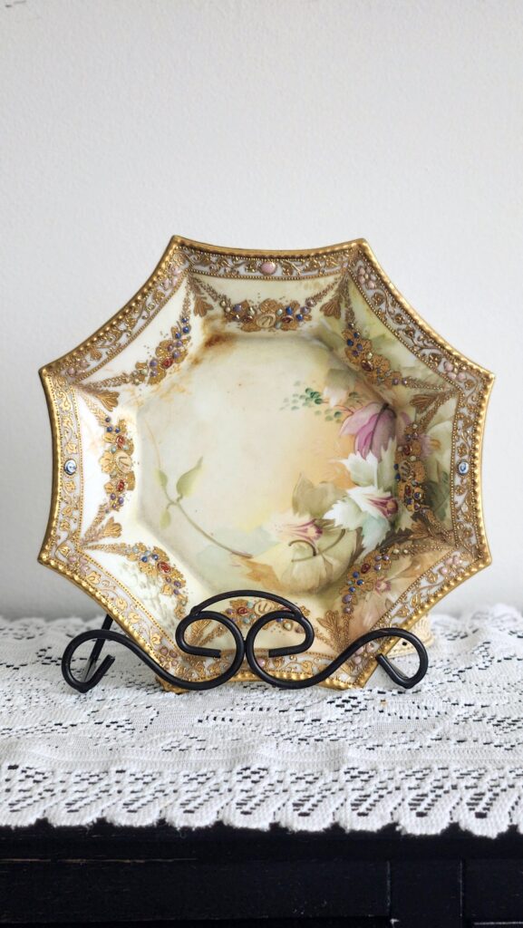 antique limoge gold gilt dish