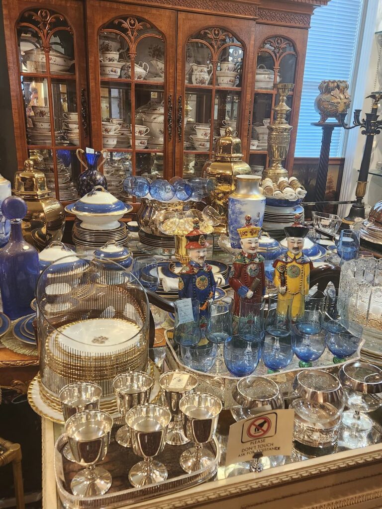 beautiful thrift & antique shop with blue and white dishes