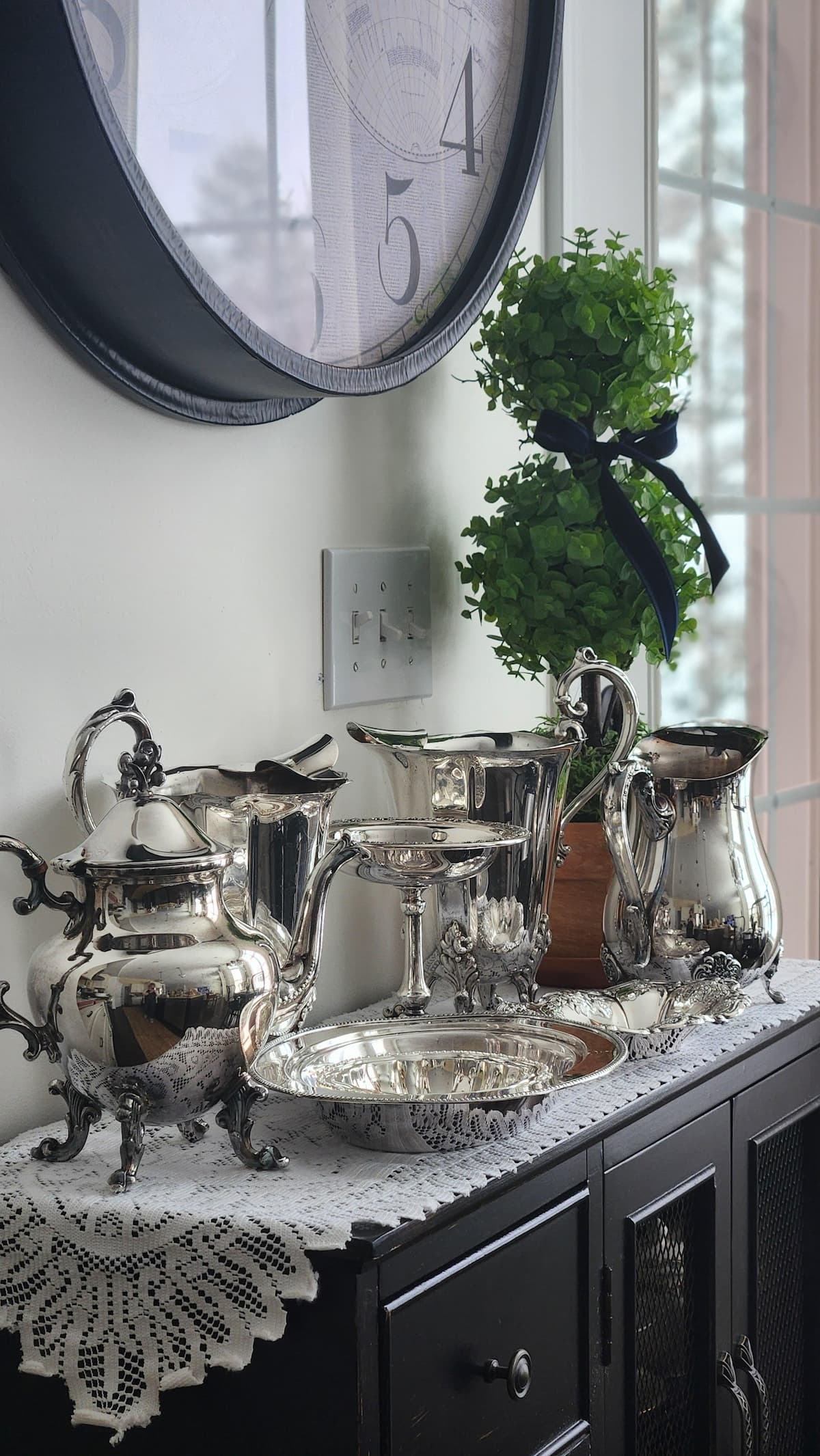 sideboard with silver plateed pieced